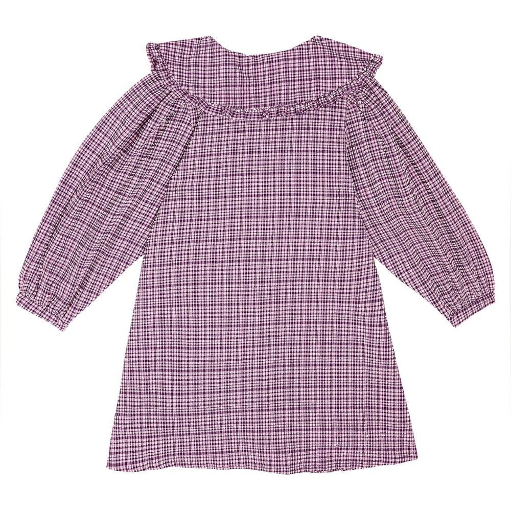 The New Society Girls Anabella Check Dress 16 Sheersucker Peter Pan Collar Pink - Picture 2 of 13